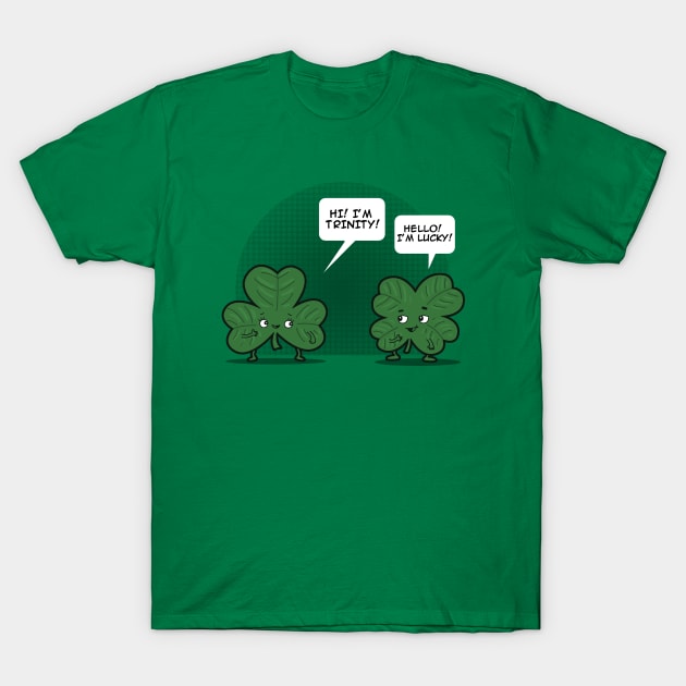 Saint Patrick's Day Clover Irish Shamrock Funny Original Cartoon T-Shirt by BoggsNicolas